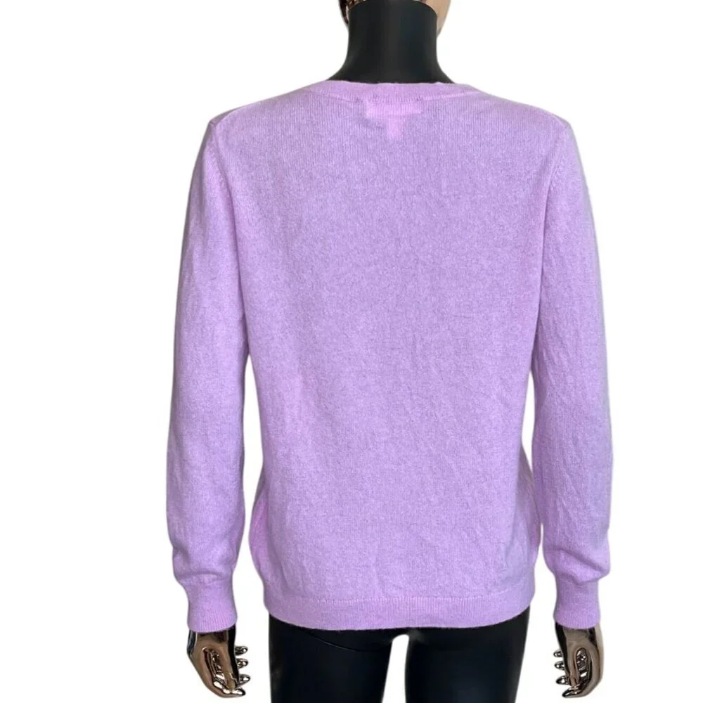 Nordstrom 100% Cashmere Lavender V-Neck Sweater Medium